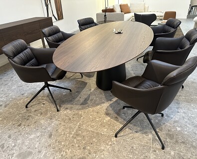 De Sede Zwitserland- 6 draaibare armstoelen in donker bruin leder -30%