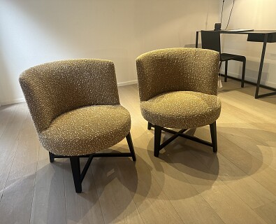 Flexform- 2 x bijzetzetel Hera in stof oker/beige -30%