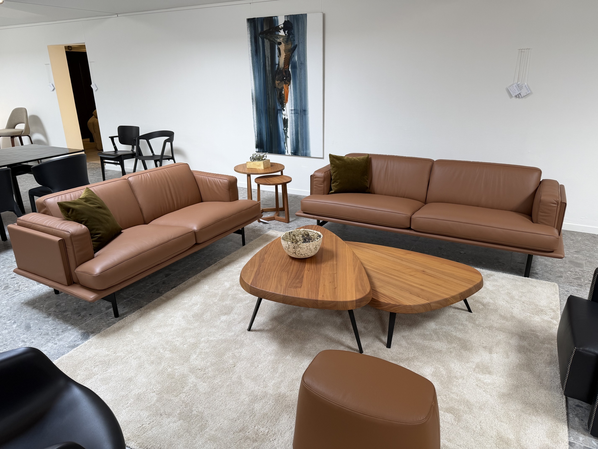 De Sede Zwitserland- twee-en driezit in leder cognac