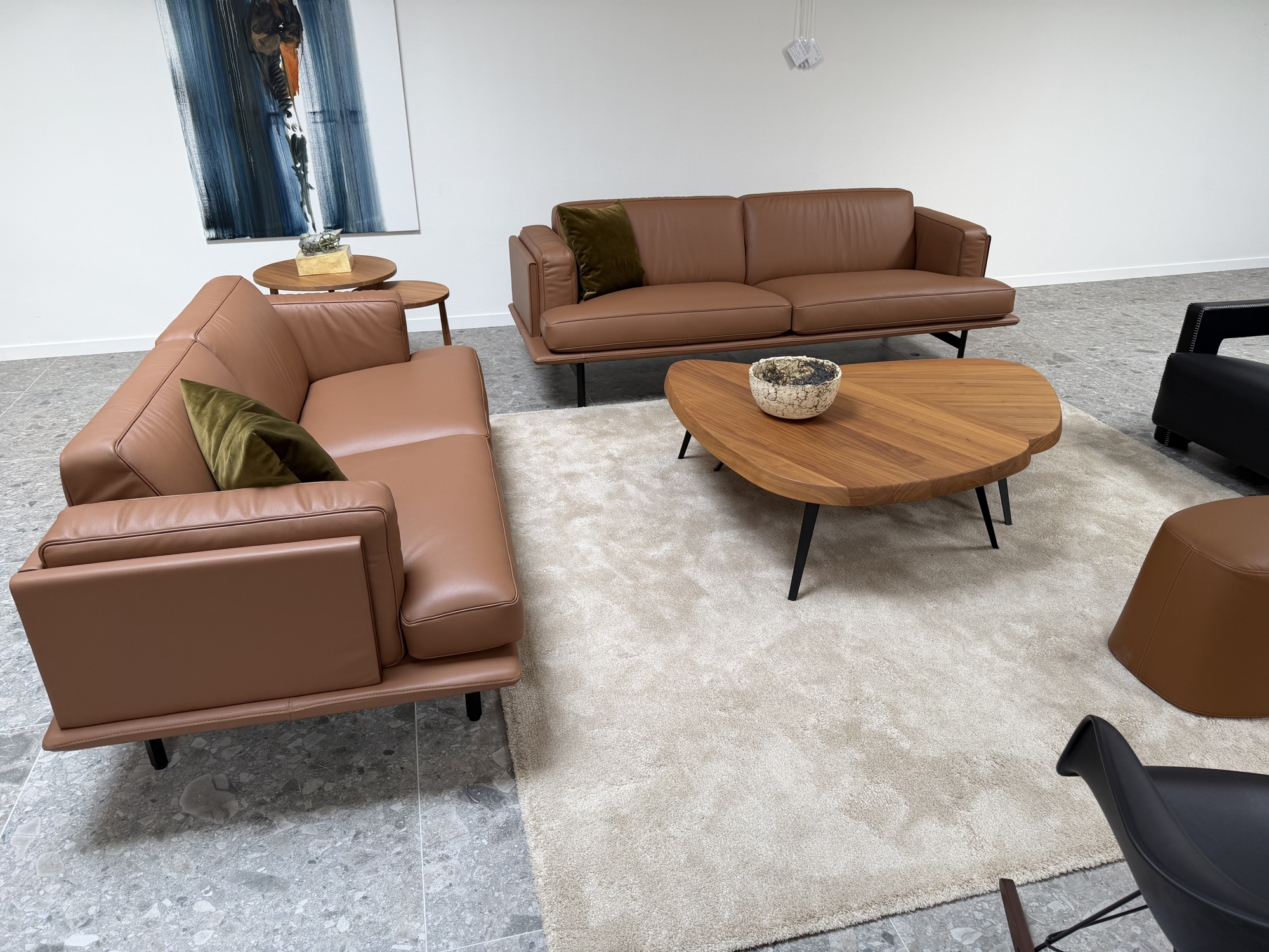 De Sede Zwitserland- twee-en driezit in leder cognac