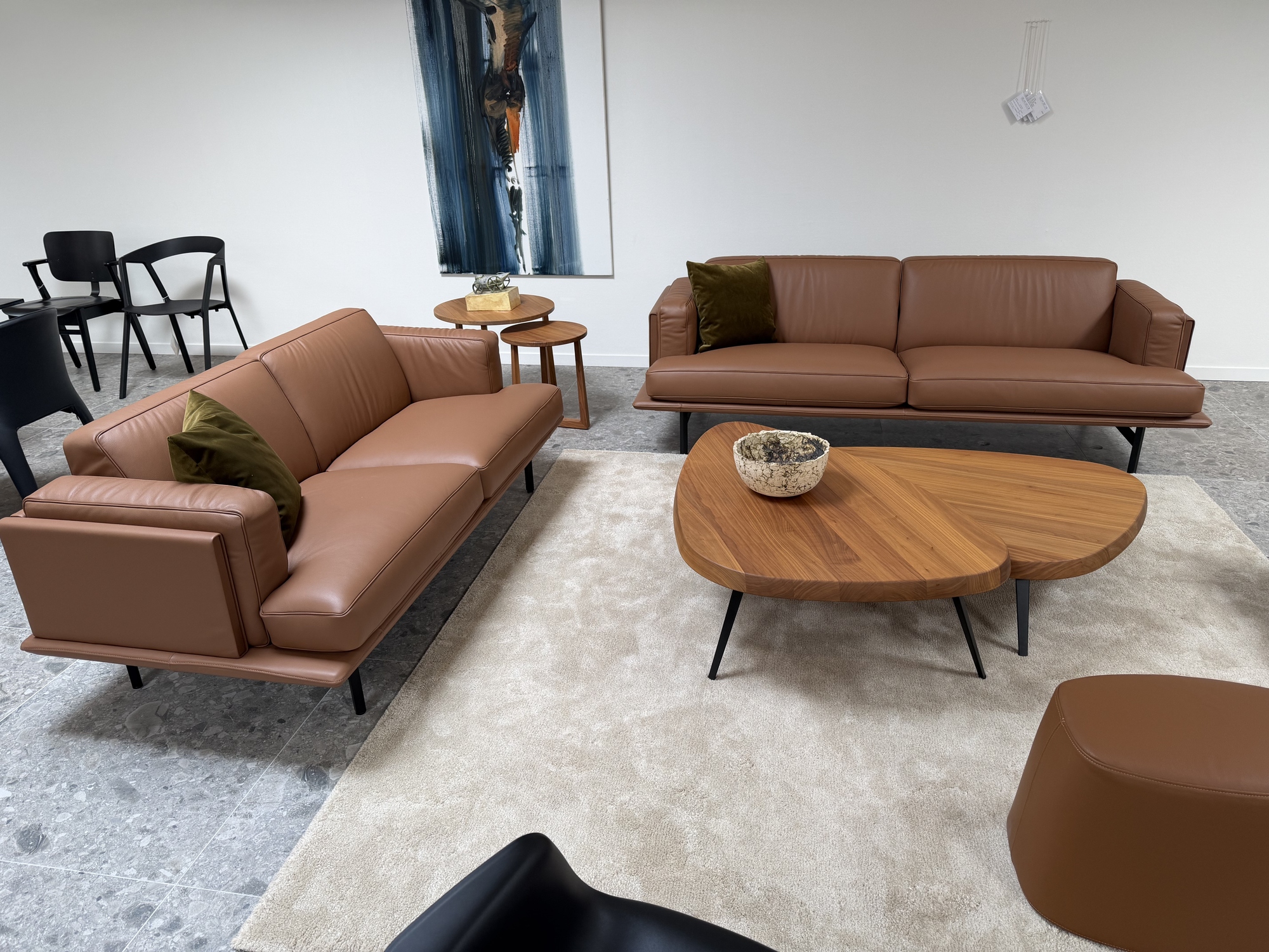 De Sede Zwitserland- twee-en driezit in leder cognac