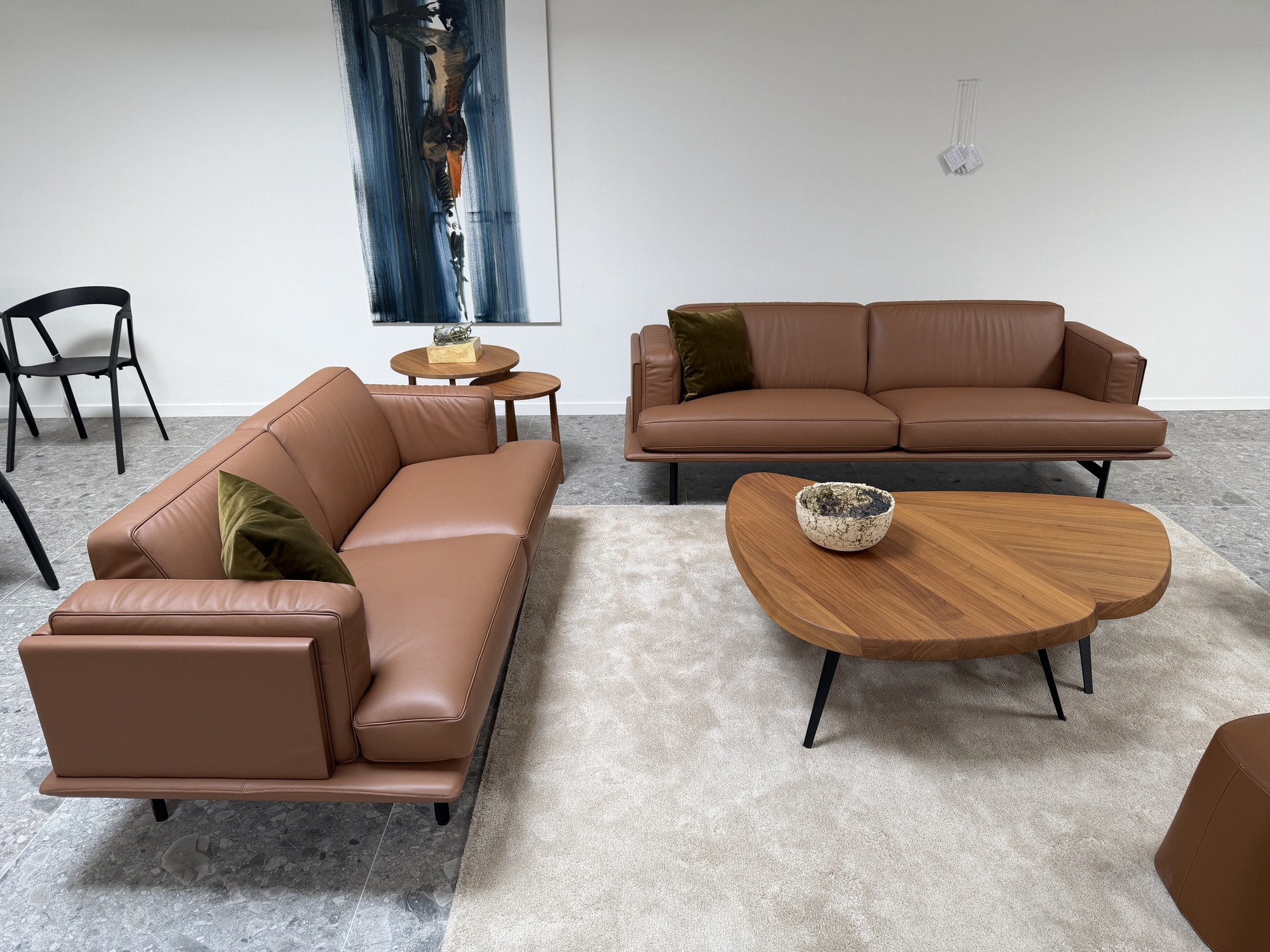 De Sede Zwitserland- twee-en driezit in leder cognac