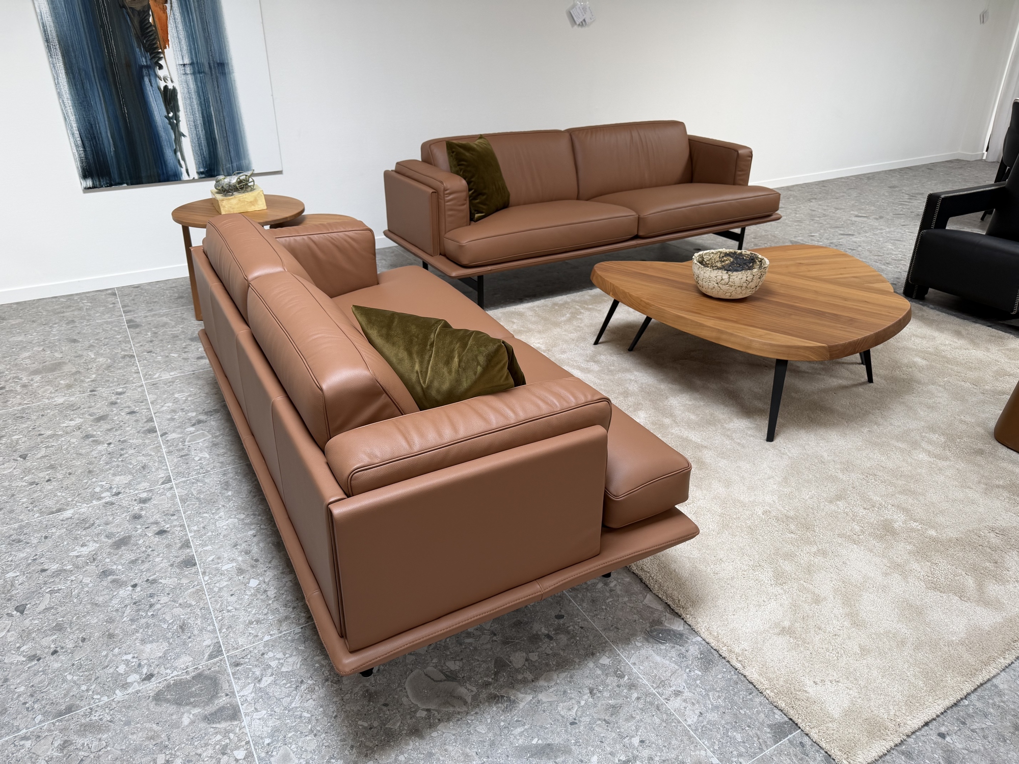De Sede Zwitserland- twee-en driezit in leder cognac