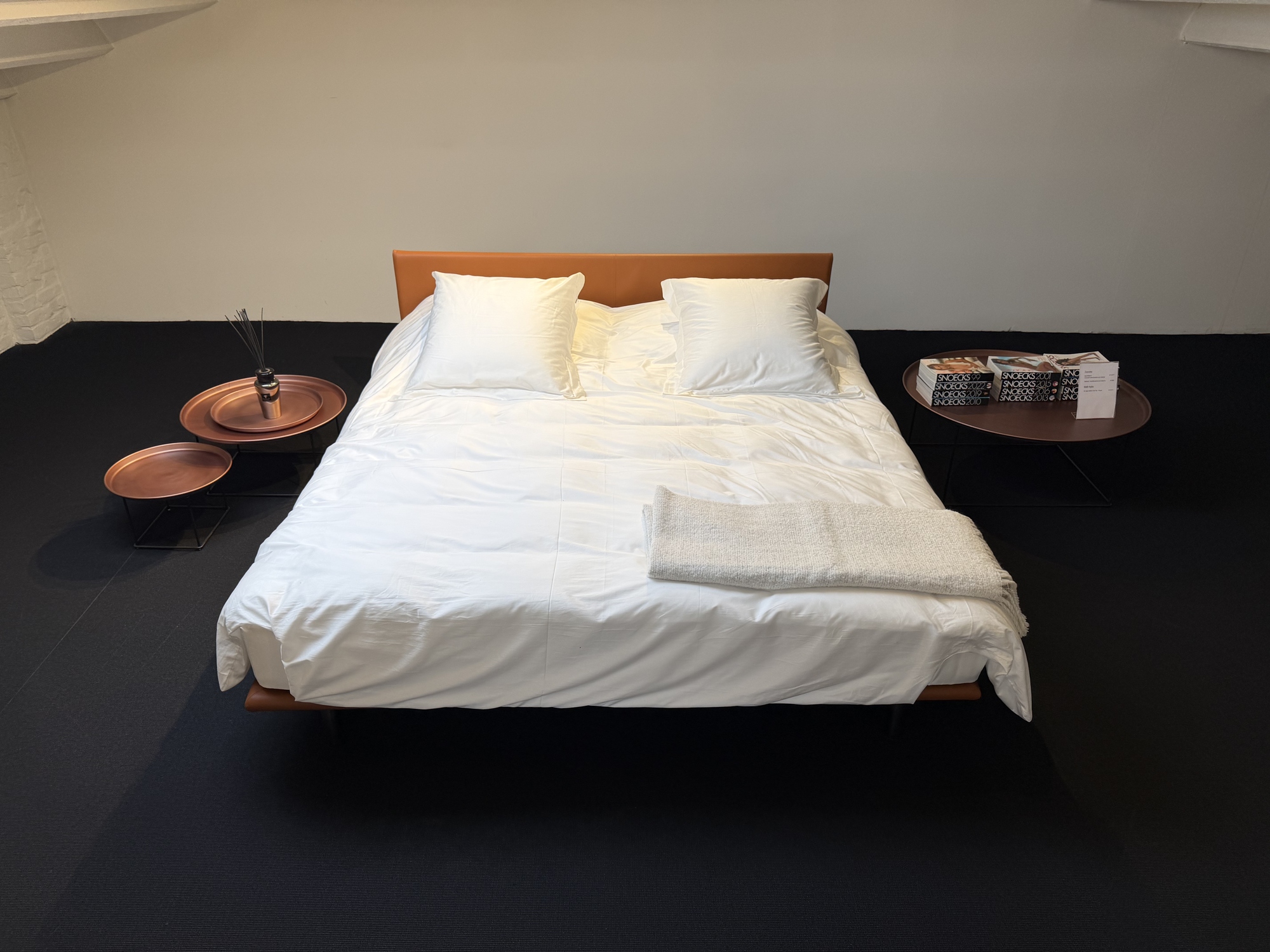 Zanotta-bed Milano in leder cognac 180x200