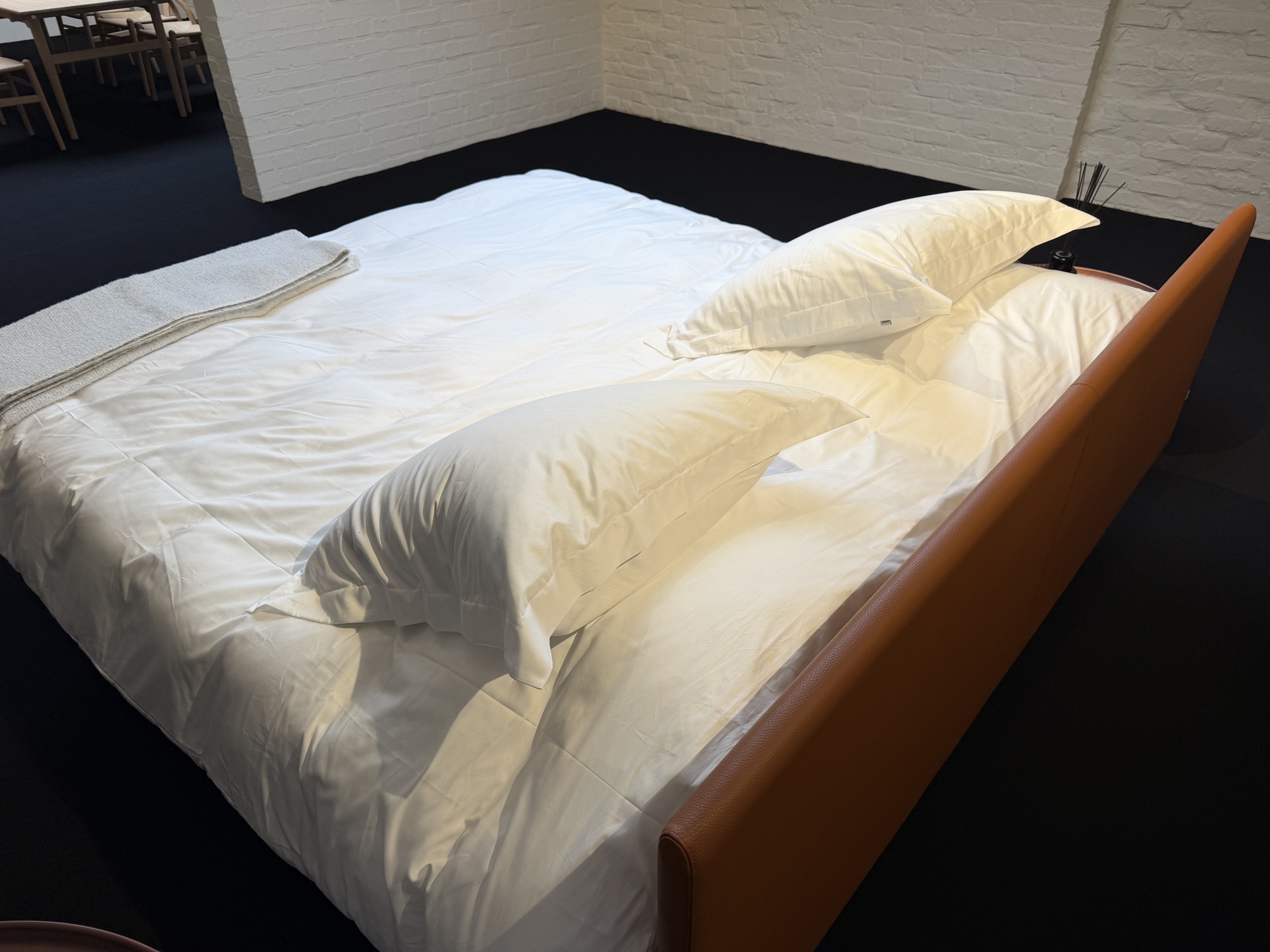 Zanotta-bed Milano in leder cognac 180x200