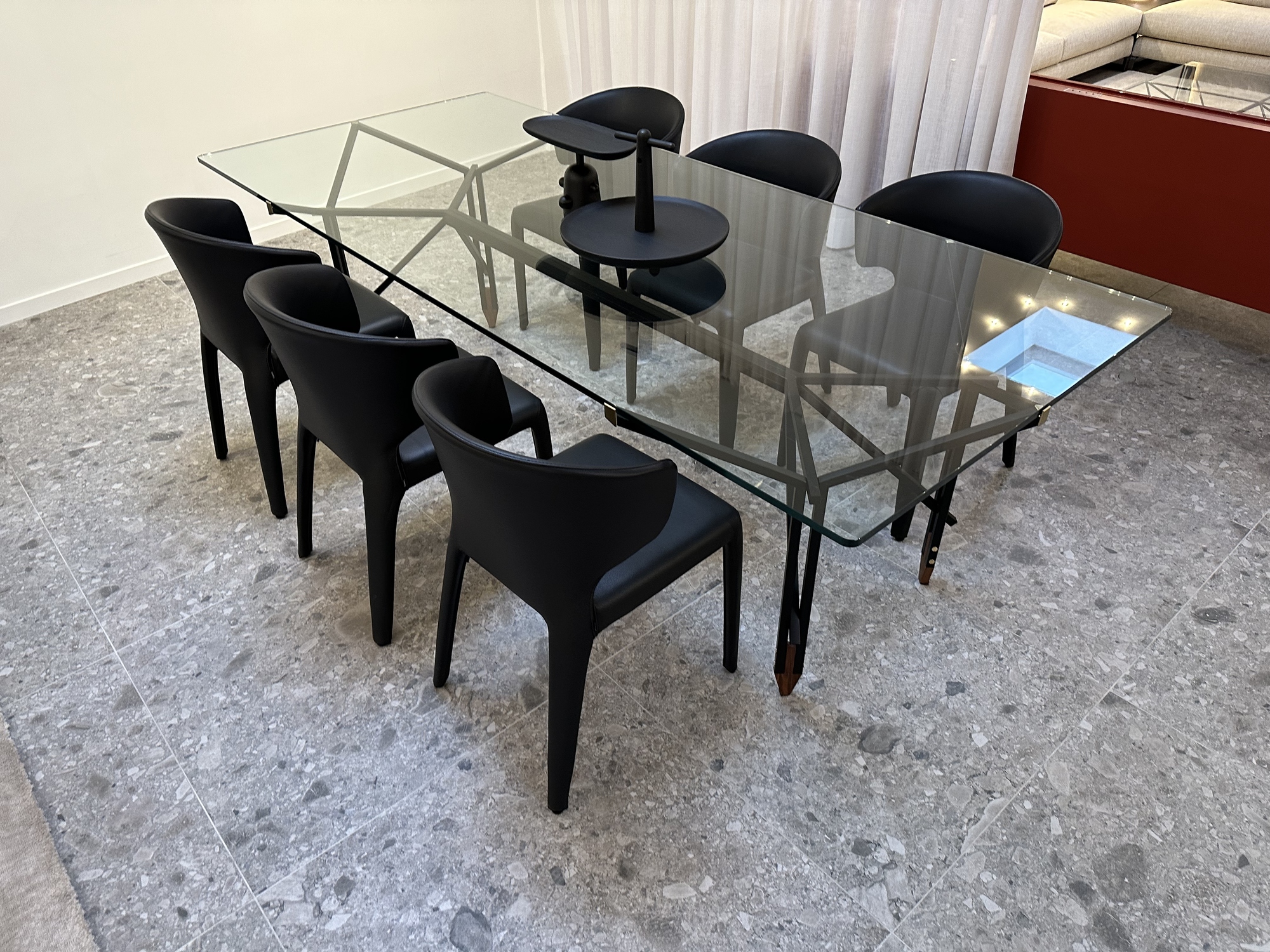 Cassina-eettafel Olimpino glas, ontwerp Parisi 1955