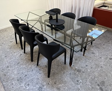 Cassina-eettafel Olimpino glas, ontwerp Parisi 1955