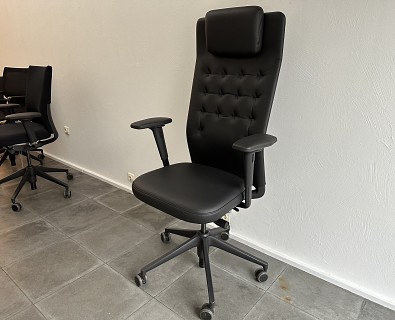Vitra-bureelstoel ID Trim zwart leder