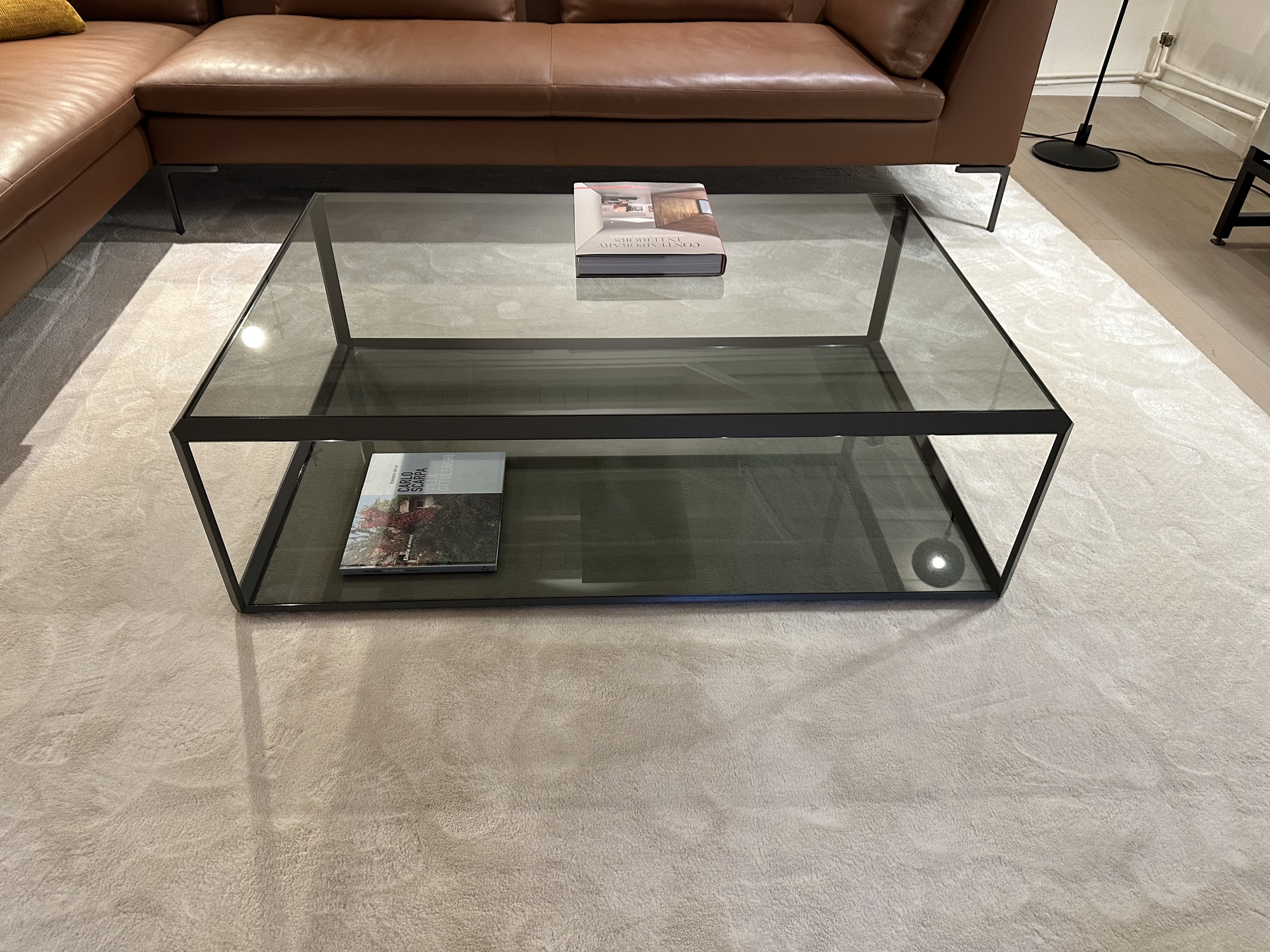 Molteni-salontafel donker glas, tavolino 45