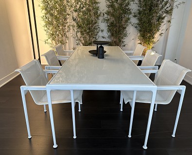 OUTDOOR- Knoll  eettafel met 6 armstoelen