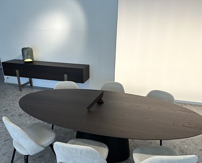 Emmemobili-ovalen tafel Ufo met buffetkast Gala in gerookte eik -25%
