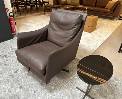 Flexform- pivoterende armzetel Boss in leder bruin - 50%