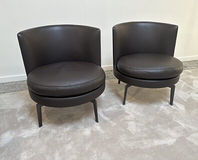 Flexform- 2 x draaibare zetel Feel Good in bruin leder -30%