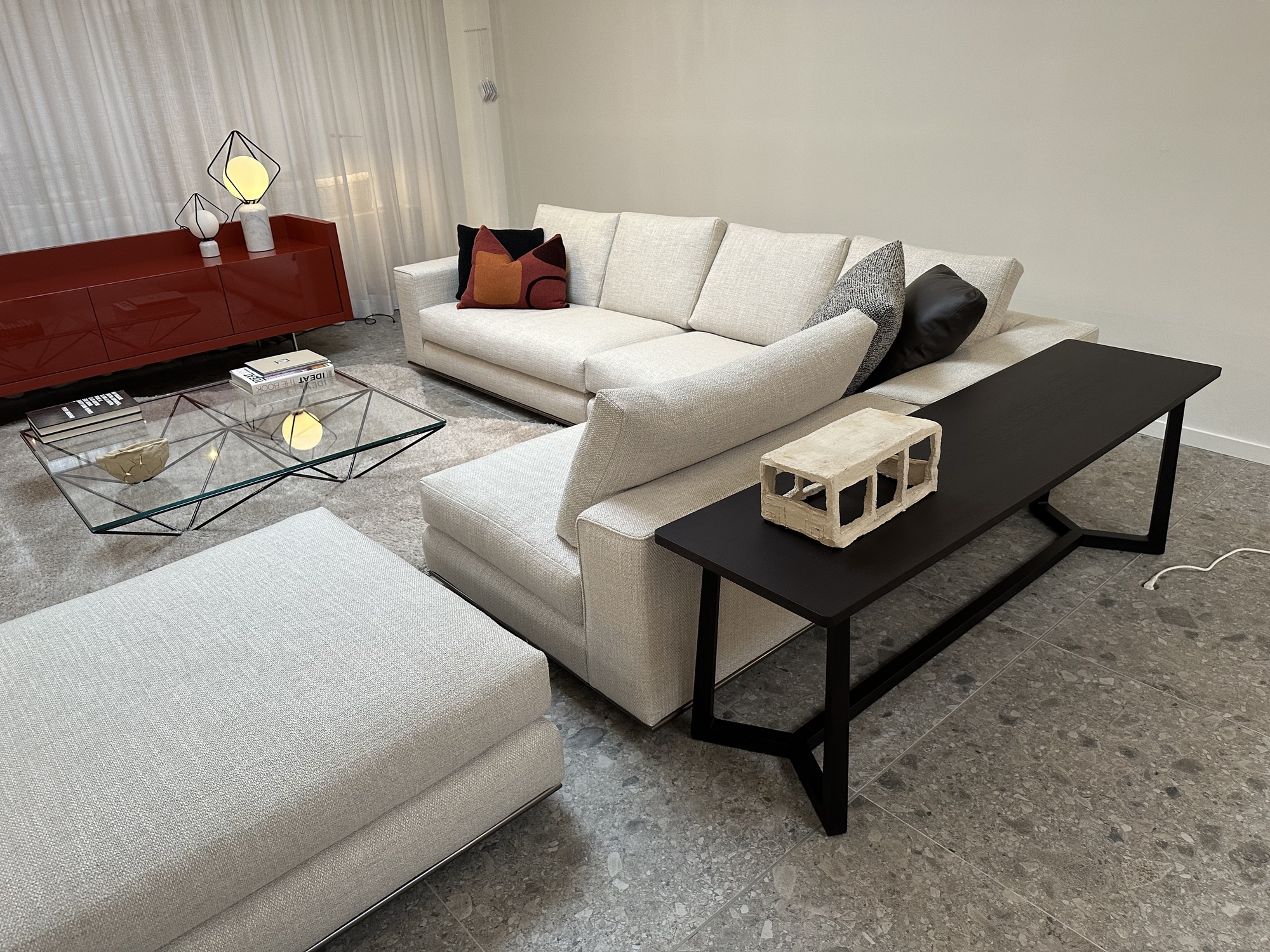 Minotti-zitopstelling Hamilton in stof beige