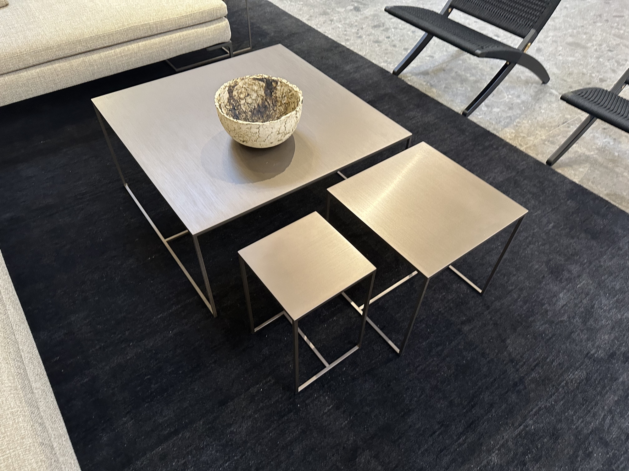 Minotti-3 salontafels Duchamp in metaal brons getint