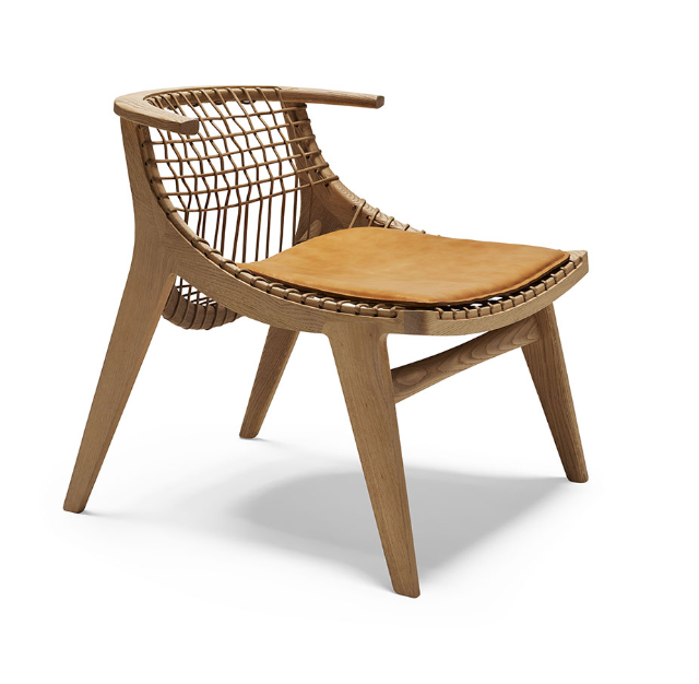 Knoll-2 lounge stoelen met geweven rug, model Klismos